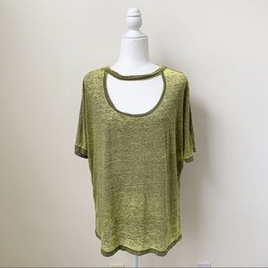 Forever 21 Oversized Green Burn Out Wash Tee Shirt